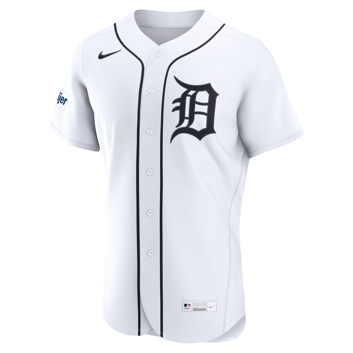 Men's Detroit Tigers Nike White Home Sponsor Patch Authentic Jersey