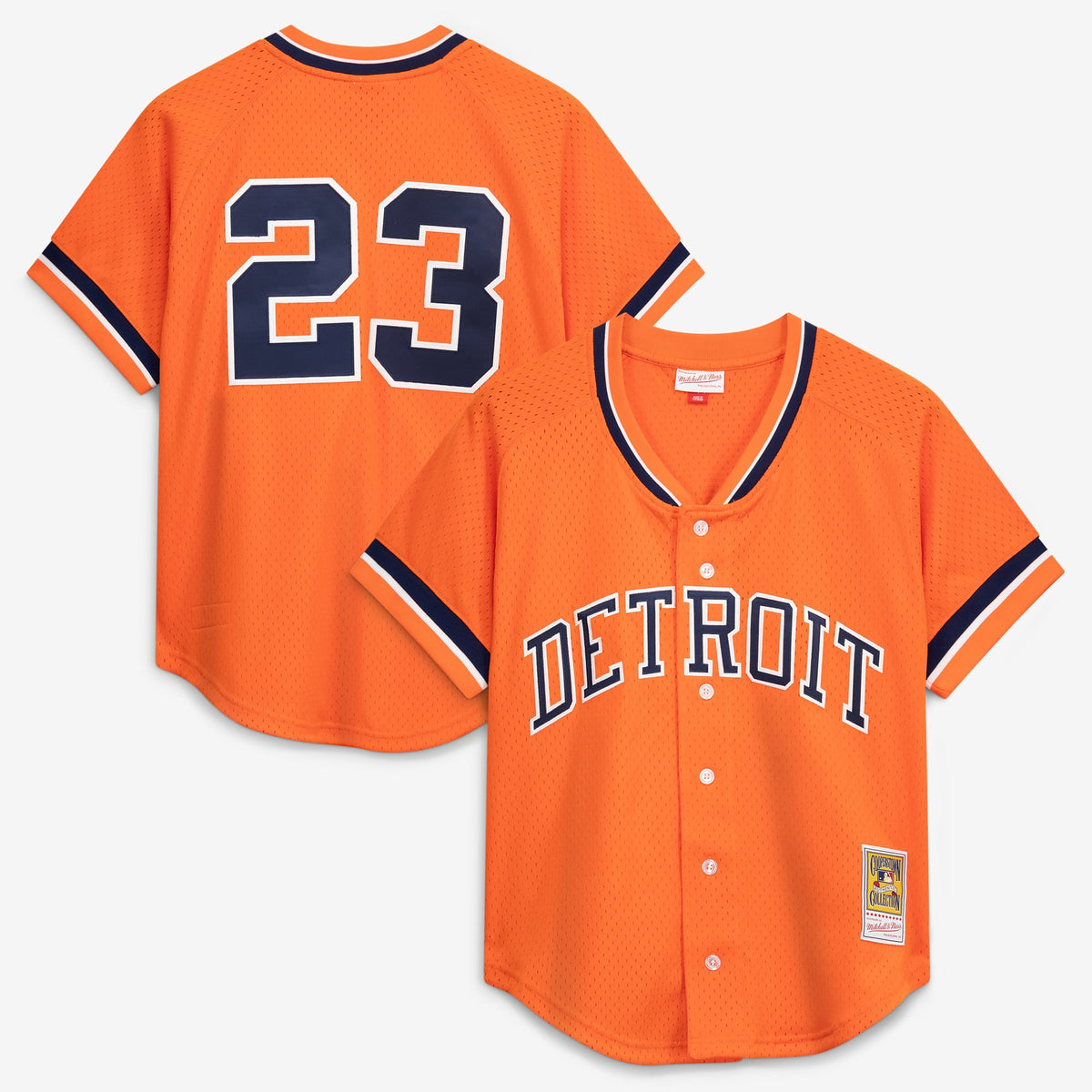Men's Detroit Tigers Kirk Gibson Mitchell & Ness Orange Cooperstown Collection Mesh Batting Practice Button-Up Jersey