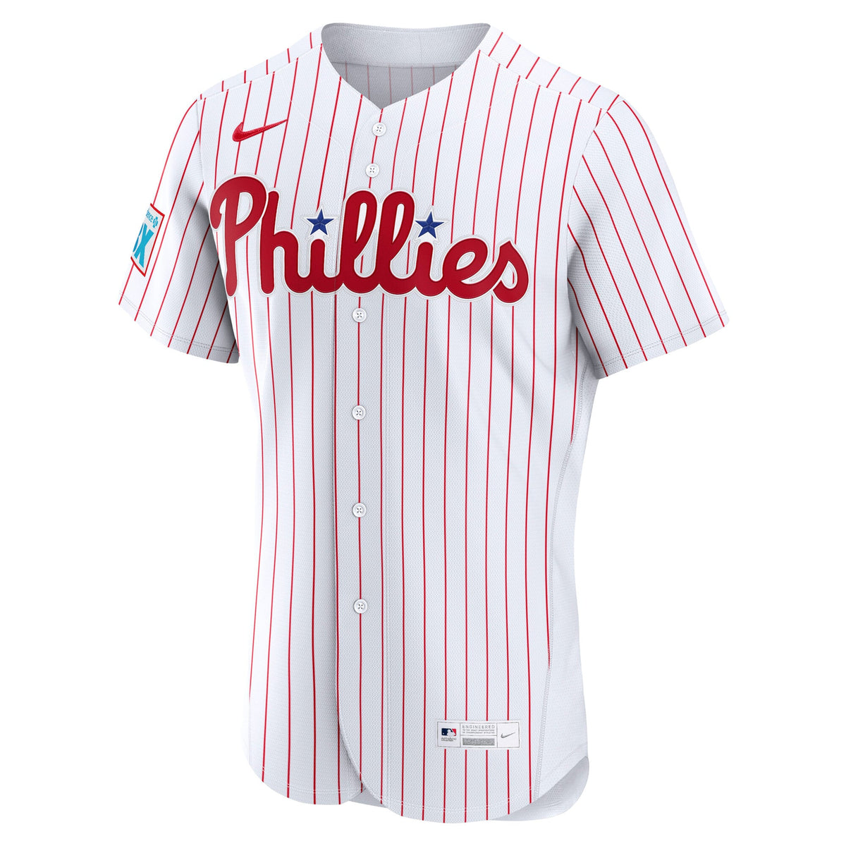 Men's Philadelphia Phillies Nike White Home Sponsor Patch Authentic Jersey