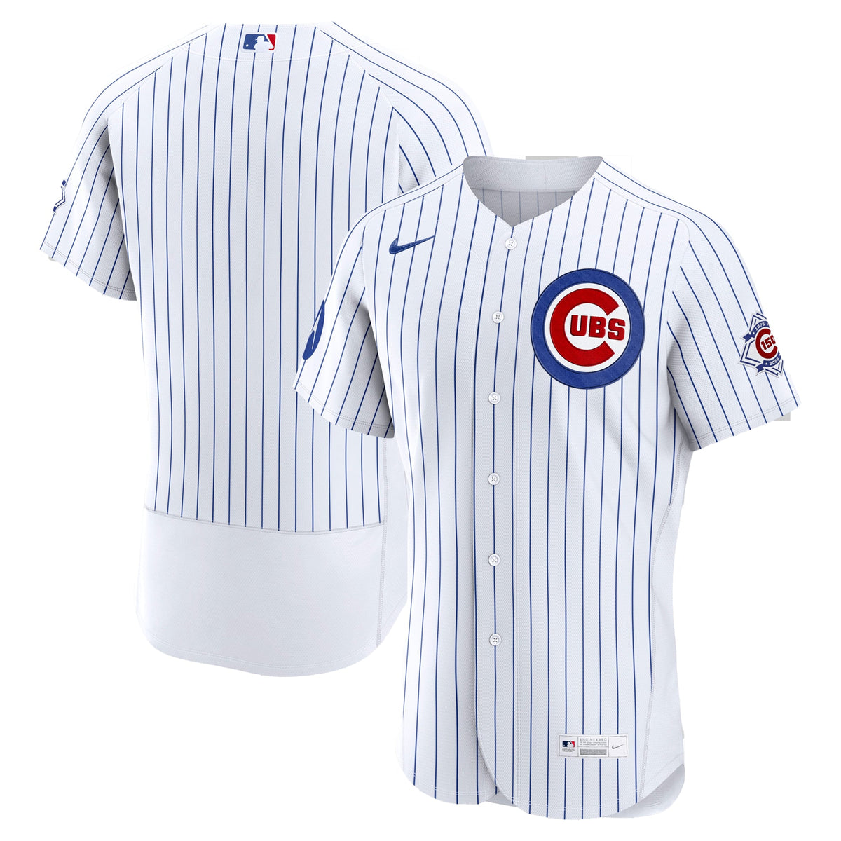 Men's Chicago Cubs Nike White Home Sponsor Patch Authentic Jersey