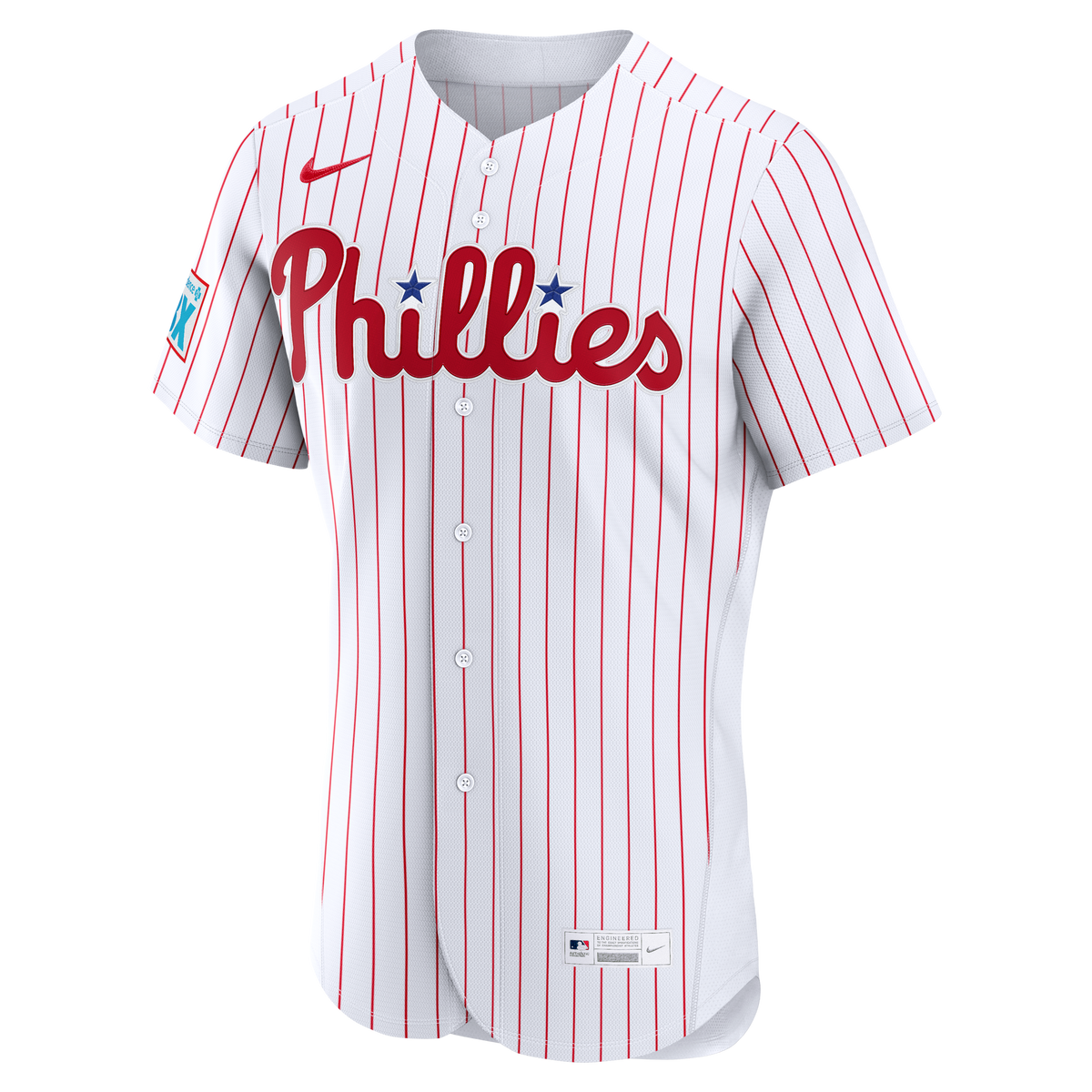 Men's Philadelphia Phillies Bryce Harper Nike White Home Authentic Sponsor Patch Jersey