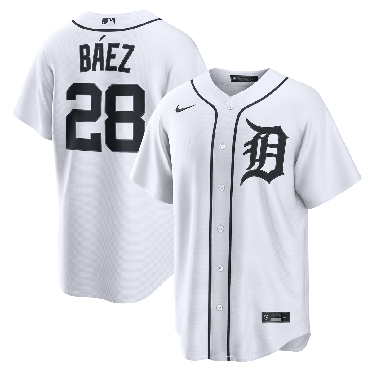 Men's  Detroit Tigers Javier Báez Nike White Home Replica Jersey