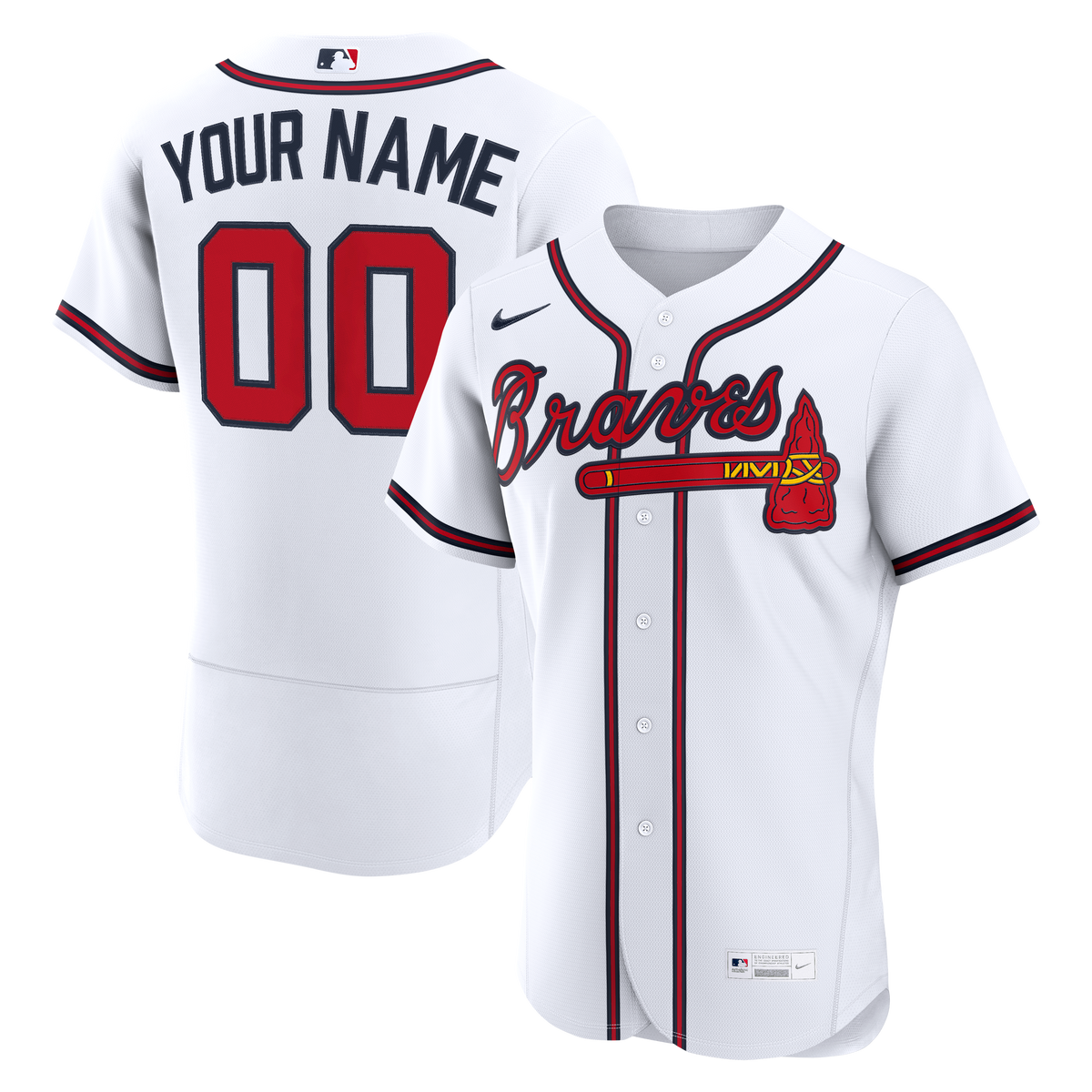 Men's Atlanta Braves Nike White Home Authentic Custom Jersey