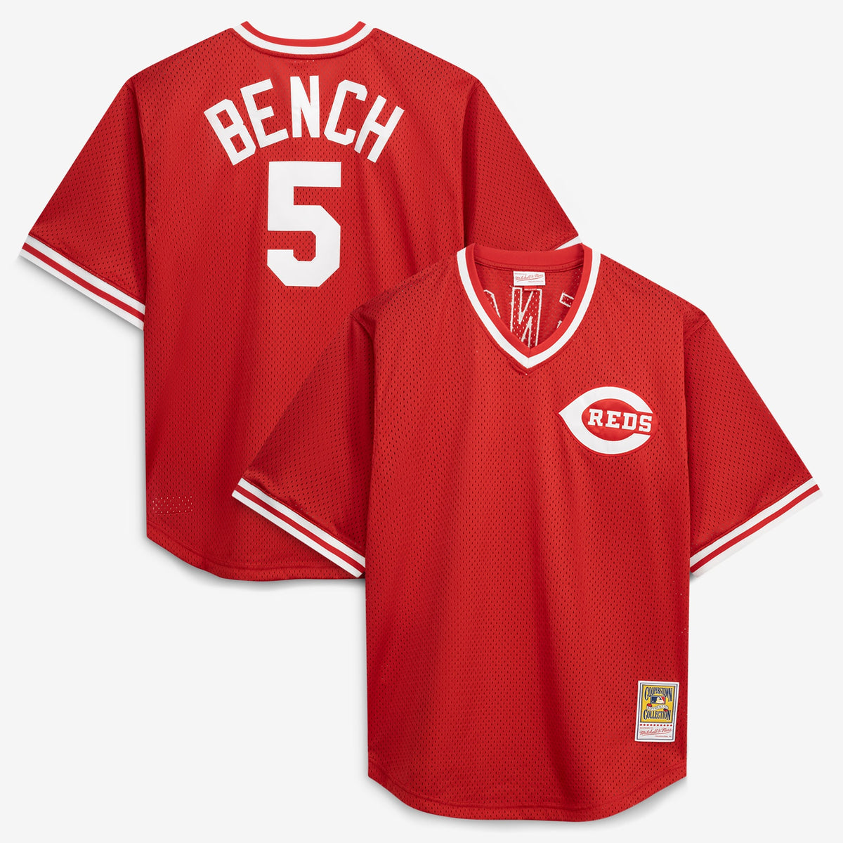 Men's Cincinnati Reds Johnny Bench Mitchell & Ness Red Cooperstown Collection Big & Tall Mesh Batting Practice Jersey