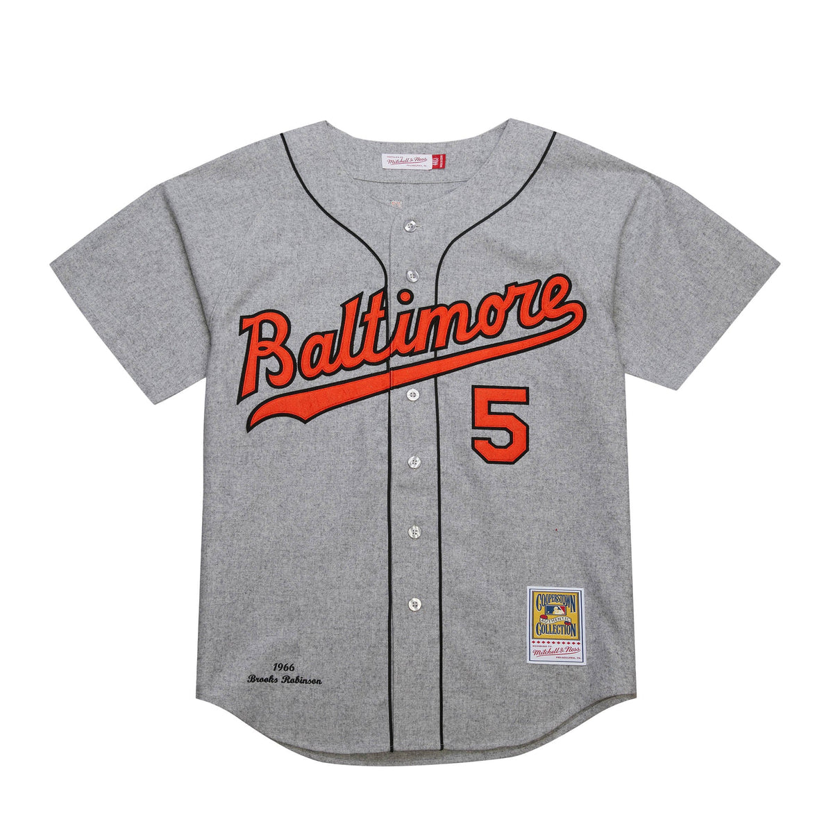 Men's Baltimore Orioles Brooks Robinson Mitchell & Ness Gray Cooperstown Collection 1966 Authentic Jersey