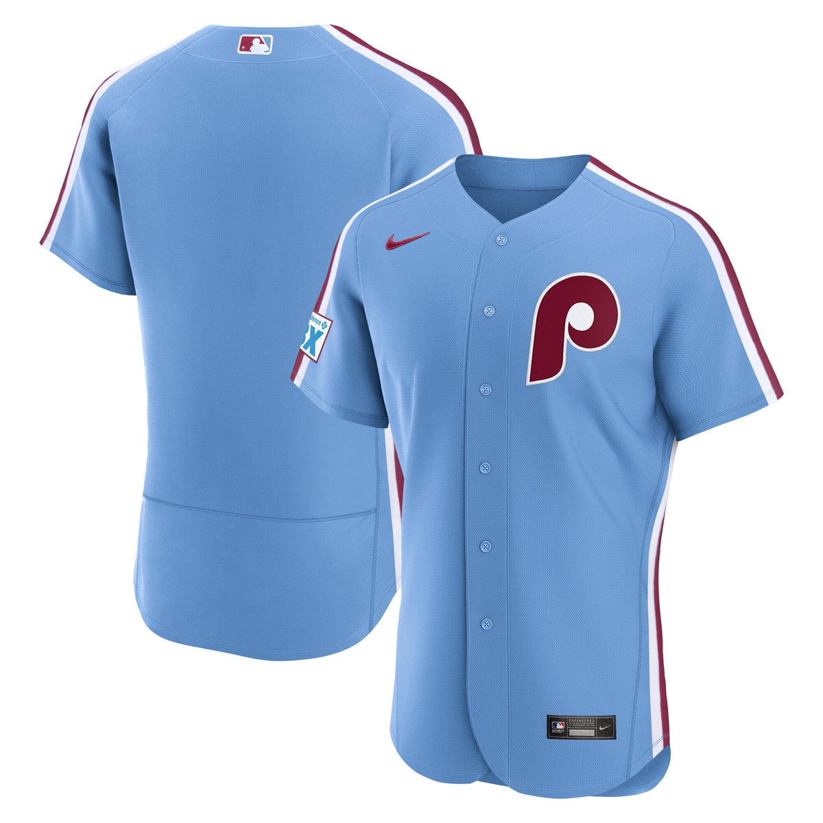 Men's Philadelphia Phillies Nike White Home Sponsor Patch Authentic Jersey