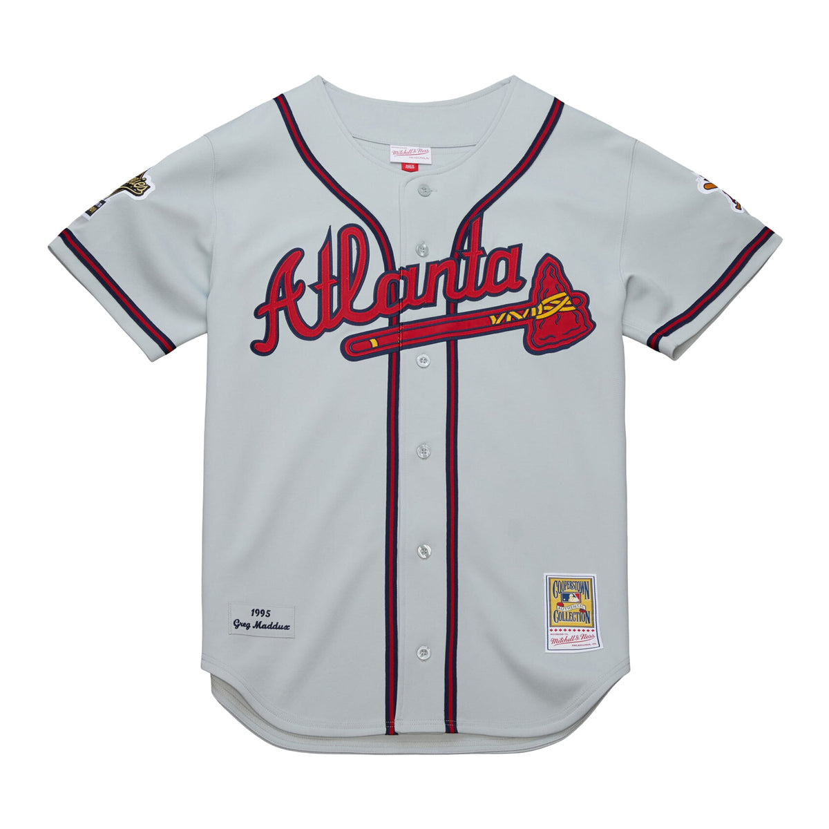 Men's Atlanta Braves Greg Maddux Mitchell & Ness Gray 1995 Throwback Authentic Jersey