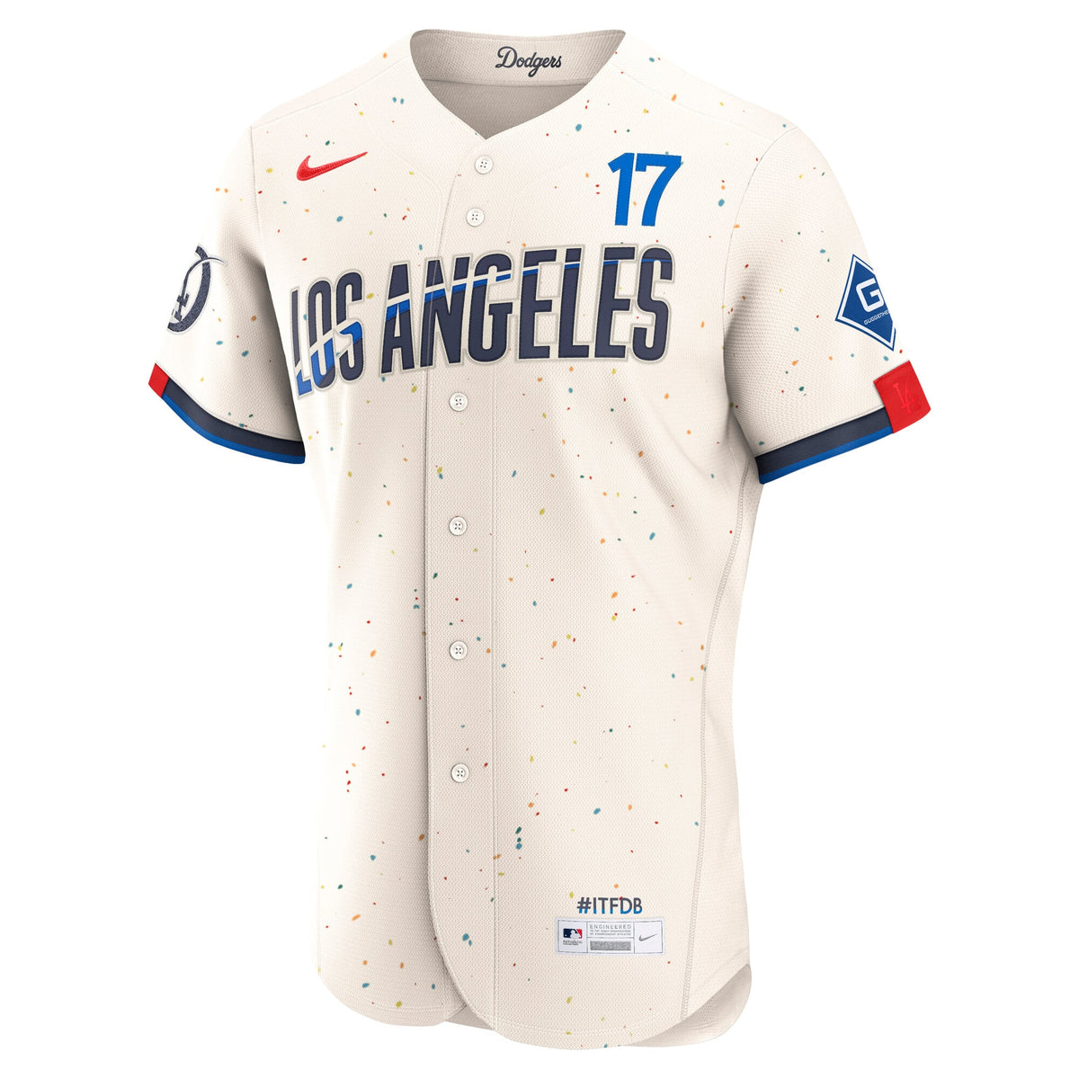 Men's Los Angeles Dodgers Shohei Ohtani Nike Cream City Connect Authentic Sponsor Patch Jersey