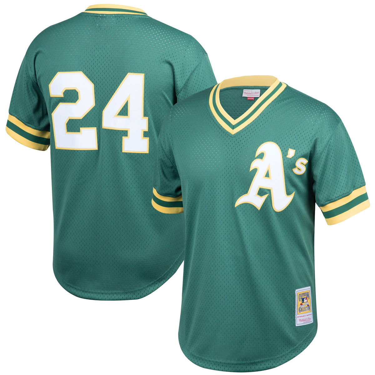 Men's Athletics Rickey Henderson Mitchell & Ness Green Cooperstown Collection Big & Tall Mesh Batting Practice Jersey