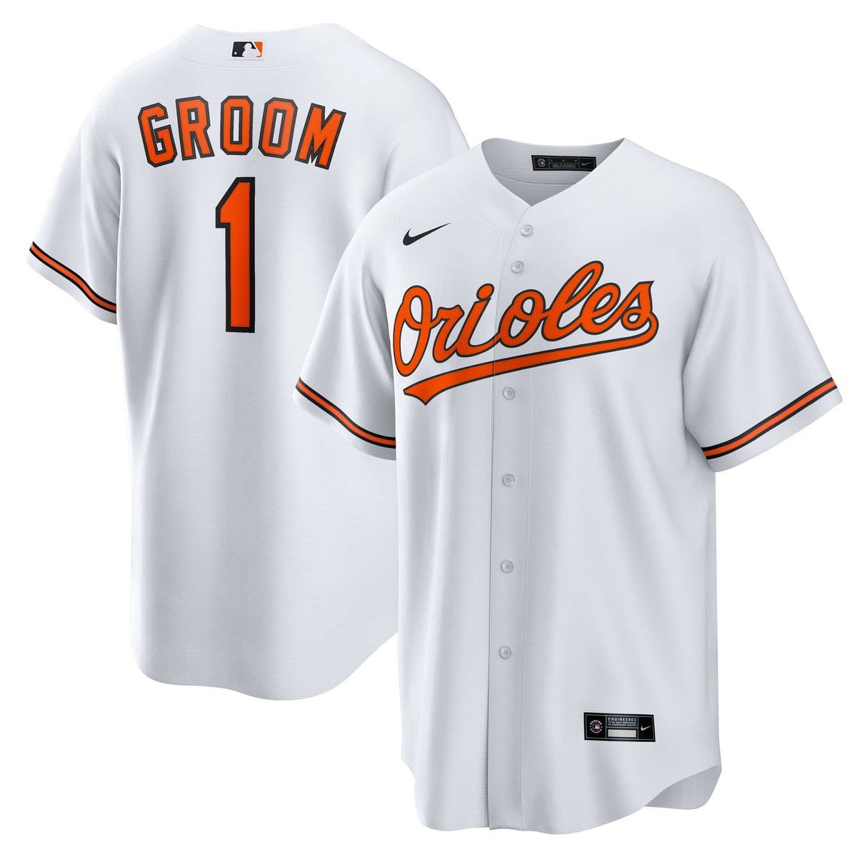 Men's Baltimore Orioles  Nike White #1 Groom Home Replica Jersey
