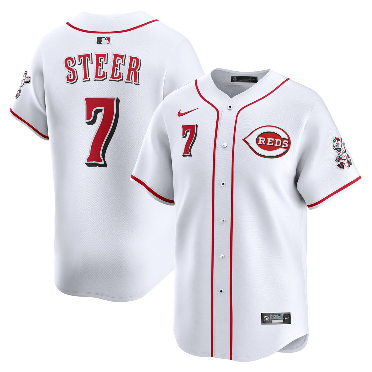Men's Cincinnati Reds Spencer Steer Nike White Home Limited Player Jersey